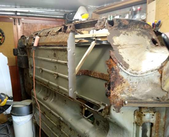 Austin Mini City Cutting Out the Front Foot Well.