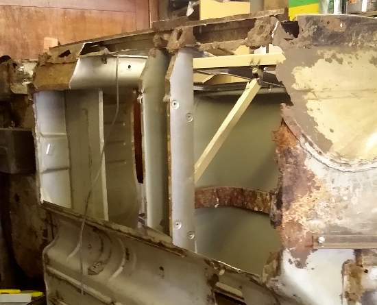 Austin Mini City Cutting Out the rear Foot Well..