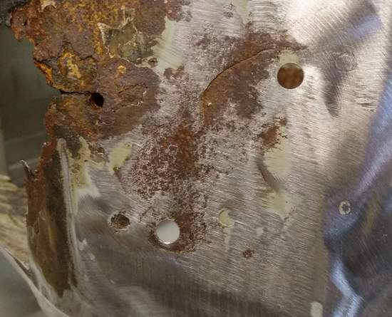 Austin Mini City - kick board subframe mounting holes.