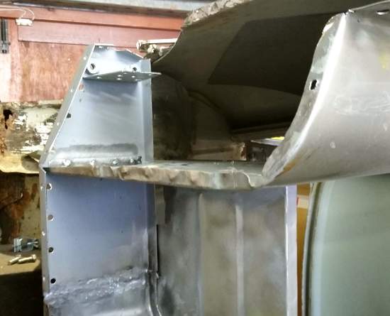 Austin Mini City - heel board / rear subframe repair panel fitted.