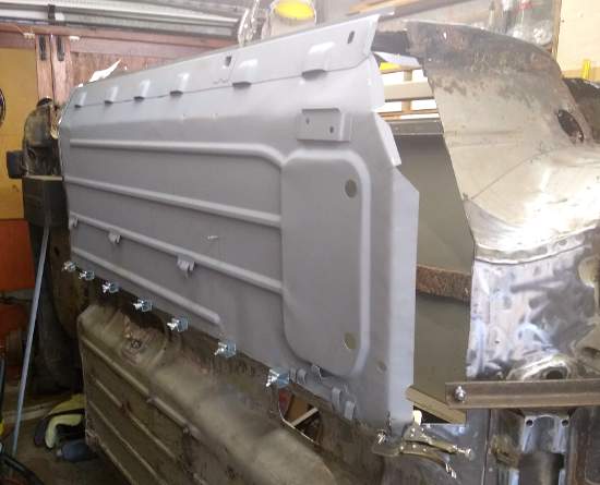 Austin Mini City - trial fitting the floor.