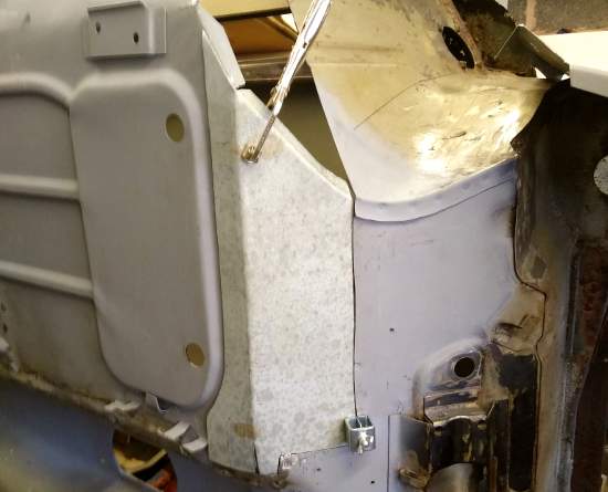 Austin Mini City - fabricating a repair panel to the toe-board.