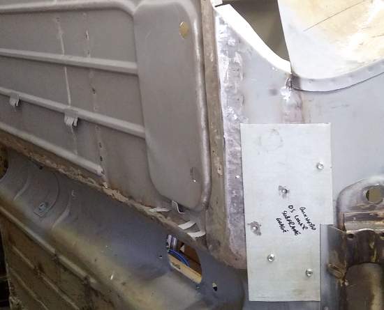 Austin Mini City - re-drilling the subframe mounting holes.